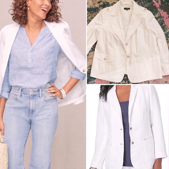 Talbots Jackets & Coats Talbots White Military Blazer Gold Buttons